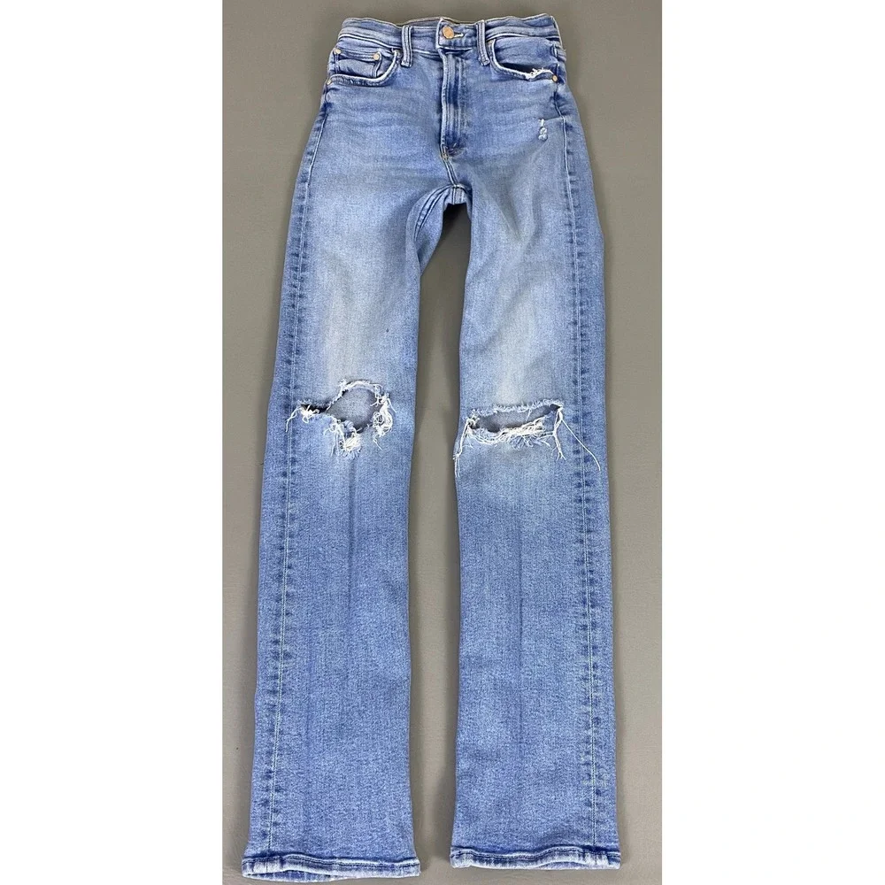MOTHER High Waisted Rider Skimp Jeans Women's Size 25 Blue Distressed *Flaw Spot - Picture 1 of 16